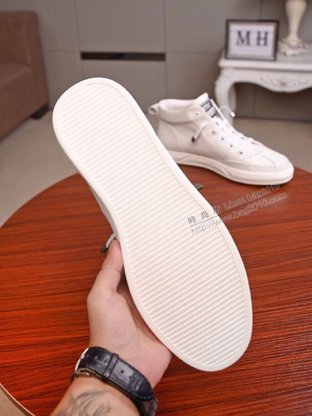 PRADA男鞋 普拉達秋冬款白色靴子 頂級原單PRADA牛皮高幫鞋  hdx13372